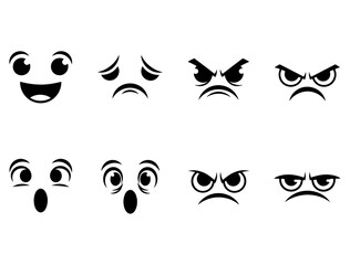 A versatile collection of expressive vector graphic facial emotions, ideal for character design and digital communication