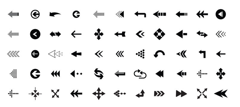Arrow icon set, arrow cursor. Modern simple arrows. collection, different arrow signs, black arrows icons. Vector illustration.