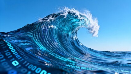 Digital wave with binary code