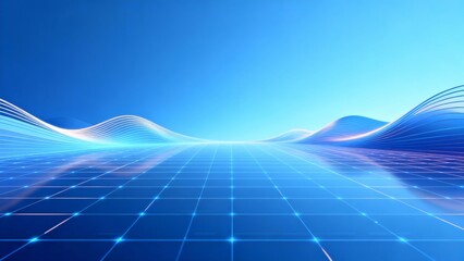 Blue digital wave grid background