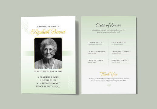 Classic Memorial Funeral Obituary Program Template