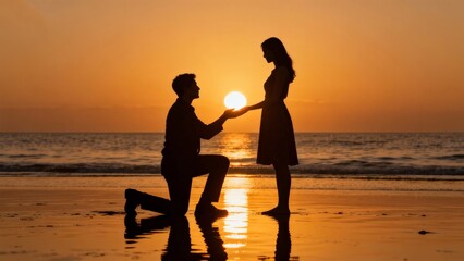 Beach sunset proposal silhouette