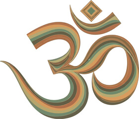Vibrant Om symbol with colorful swirling patterns and sacred geometry