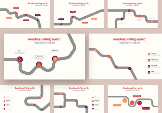 Modern Roadmap Infographic Presentation Template for Business Strategy