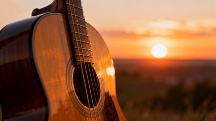 Guitar at sunset