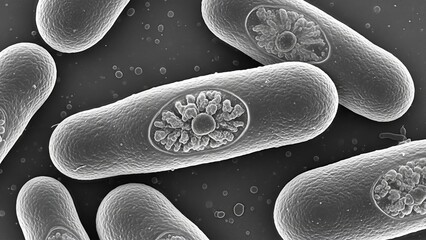 Microscopic Bacteria with Spores