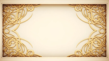 Elegant Golden Ornate Border Design On A Creamy Textured Background With Swirling Flourishes