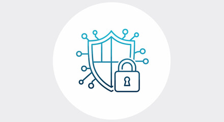 Digital Security Shield with Padlock Icon Representing Data Protection.