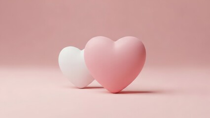 Pink and white hearts isolated on white background