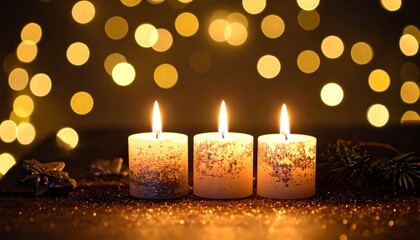 Glittery Candles with Golden Bokeh Lights