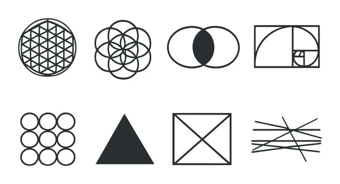 Geometric patterns and shapes on gradient background