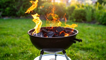 Outdoor Fire Pit with Burning Logs