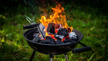 Outdoor Fire Pit with Burning Logs