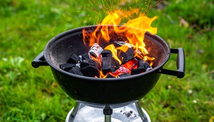 Outdoor Fire Pit with Burning Logs