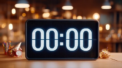 Digital Countdown Timer Displaying Zero Hour and Zero Minute