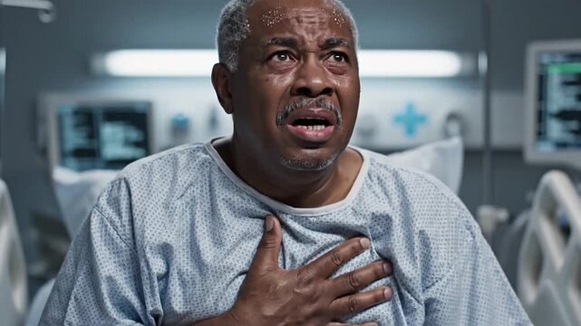 Masculine Subject Experiencing Acute Thoracic Distress, Illustration of Cardiovascular Crisis or Myocardial Infarction for Healthcare and Medical Emergency Concepts