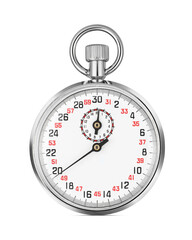 Metal analog stopwatch timing seconds for competition or sports events isolated. Transparent PNG image.