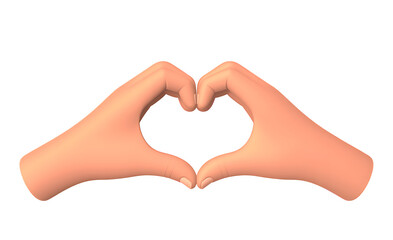 A 3d rendering of two hands carefully positioned to form a perfect heart shape against a black background