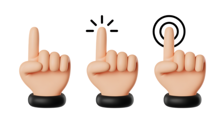 Three cartoon hands are shown pointing in different directions illustrating concepts of choice and selection