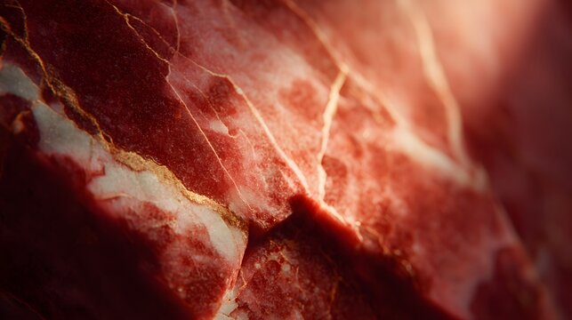 Close-up view of raw meat, showcasing textures and details, perfect for culinary projects.