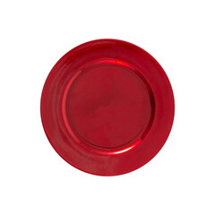 Red shiny plastic plate isolated over white background