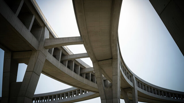 Urban overpass structure under clear sky in modern design  