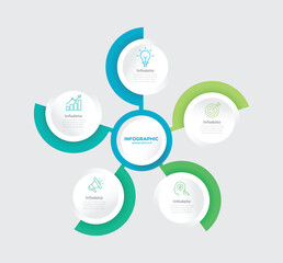 Informative circular process Infographic chart for business startup. 4 option, parts, steps or processes. Can be used for workflow layout, diagram, web design.
