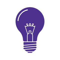 Creative idea represented by a purple light bulb icon