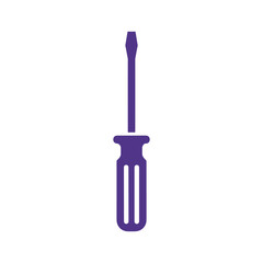Purple screwdriver icon on white background