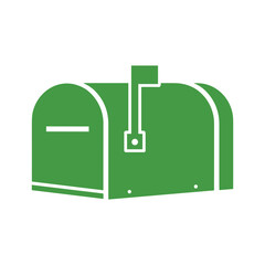 Green mailbox icon on white background