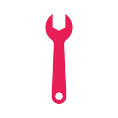 Red spanner icon on white background