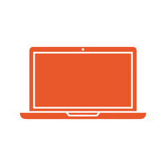 Simple orange laptop icon on white background