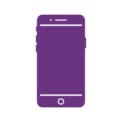 Purple mobile phone icon on white background