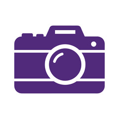 Purple camera icon on white background