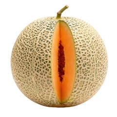 Fresh ripe cantaloupe melon fruit slice with orange flesh. delicious and healthy food for refreshing summer snack