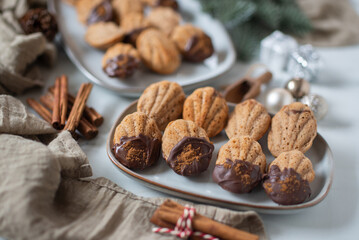 Gingerbread Chocolate cookies Madeleine for christmas