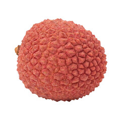 Single fresh red lychee fruit with bumpy skin. sweet, healthy tropical food for raw exotic natural diet