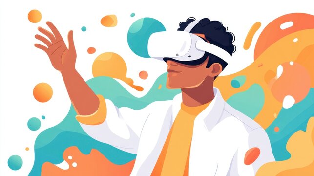 Young man experiencing virtual reality