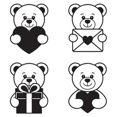Obraz premium Valentine’s Day Sticker Set with Teddy Bears, Love Letters & Gift Boxes
