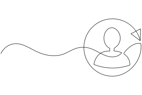 Minimalist one line drawing of a user profile with refresh arrow update