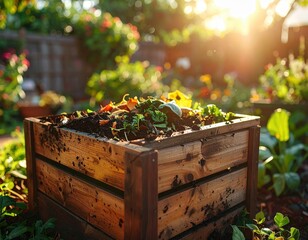 Composting Bin in a Backyard