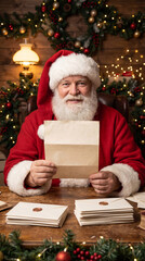 Santa Claus Reading Letter with Envelopes