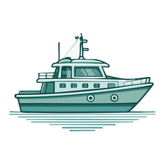 Obraz premium Cartoon pleasure boat on the water surface with waves illustration