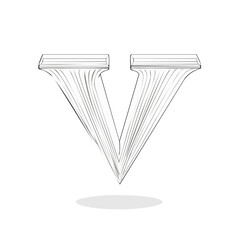 Stylized Letter V: Monogram Illustration with Parallel Lines and Geometric Forms