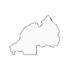 Rwanda country contour sketch representing african geography and borders in minimalist style and white isolated background, suitable for maps and infographics
