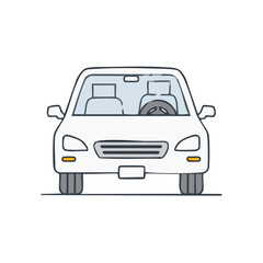 Obraz premium Front view of a white car in a minimalist, hand-drawn style, conveying simplicity and automotive design, ideal for graphics and illustrations