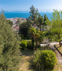 Naples - The cityscape with silhouette of Capri island from Certosa di San Martino.