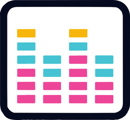 Modern Colorful Audio Visualizer Graphic with Rectangular Bars on Dark Background