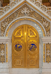 VIENNA, AUSTIRA - JUNI 18, 2021: The  tabernacle with the Old Testament scenes in the Herz Jesu church from 19. cent.