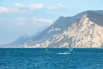 Malcesine - The windsurfers on the Lago di Garda.